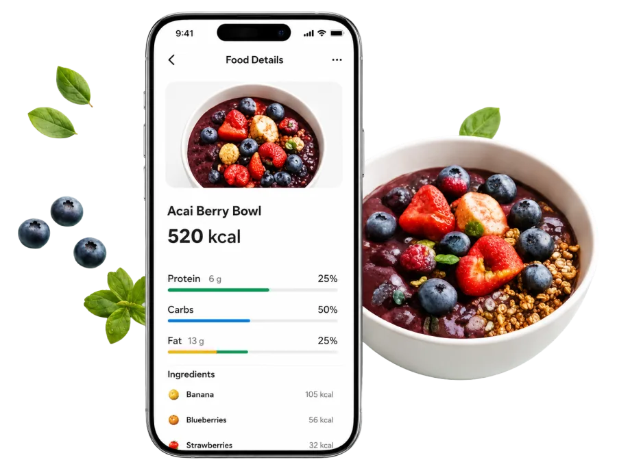 CALRI meal scan with food recognition and nutrition details