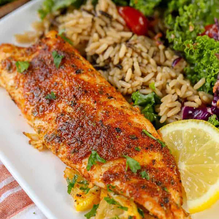 Blackened Tilapia with Sauteed Veggies recipe
