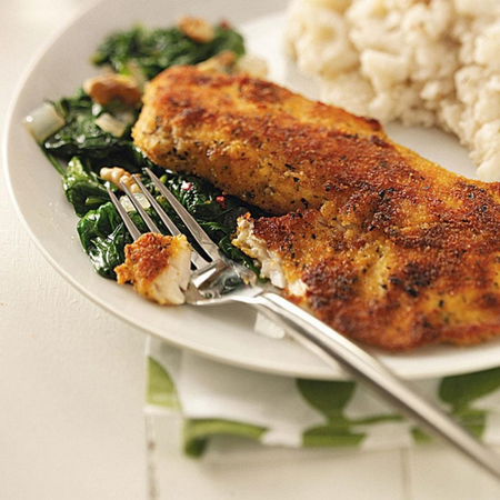 Lemon Garlic Tilapia with Sauteed Spinach recipe