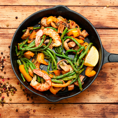 Lemon Herb Grilled Shrimp with Asparagus & Brown Rice recipe
