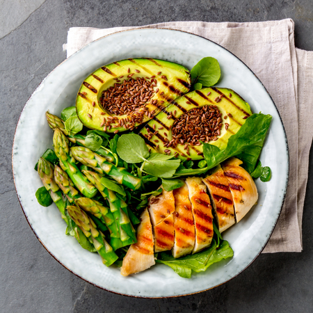 Mixed Greens with Grilled Chicken & Avocado recipe