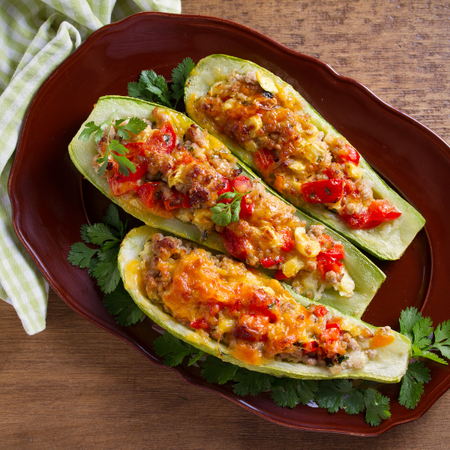 Zucchini Boats Stuffed with Ground Turkey recipe