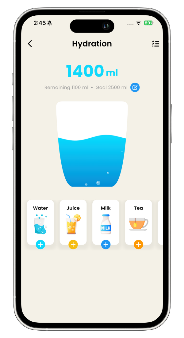 Calorie Tracker APP Water Tracking