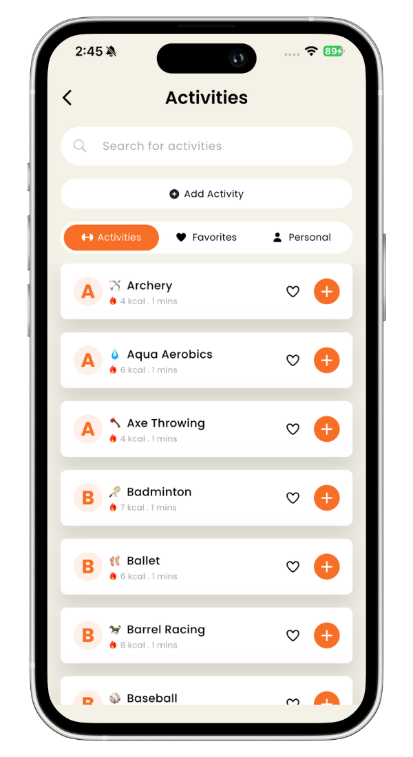 Calorie Tracker Activities