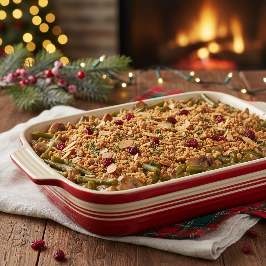Healthy Christmas Green Bean Casserole recipe