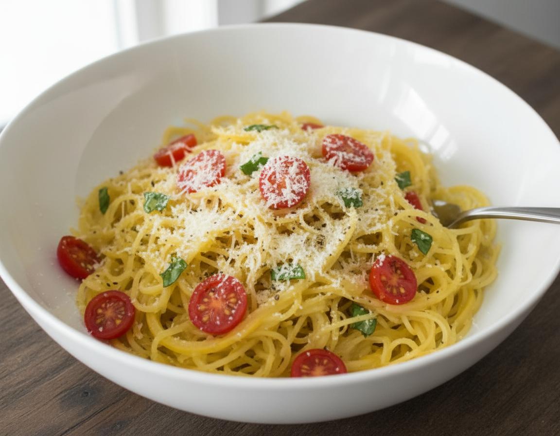 Spaghetti Squash with Tomatoes, Basil, and Parmesan recipe