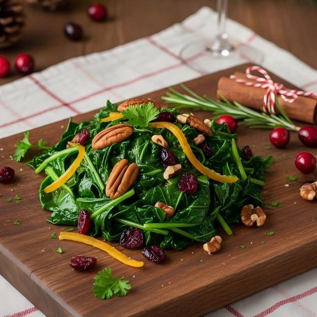 Christmas Rainbow Kale with Cranberries &amp; Walnuts recipe