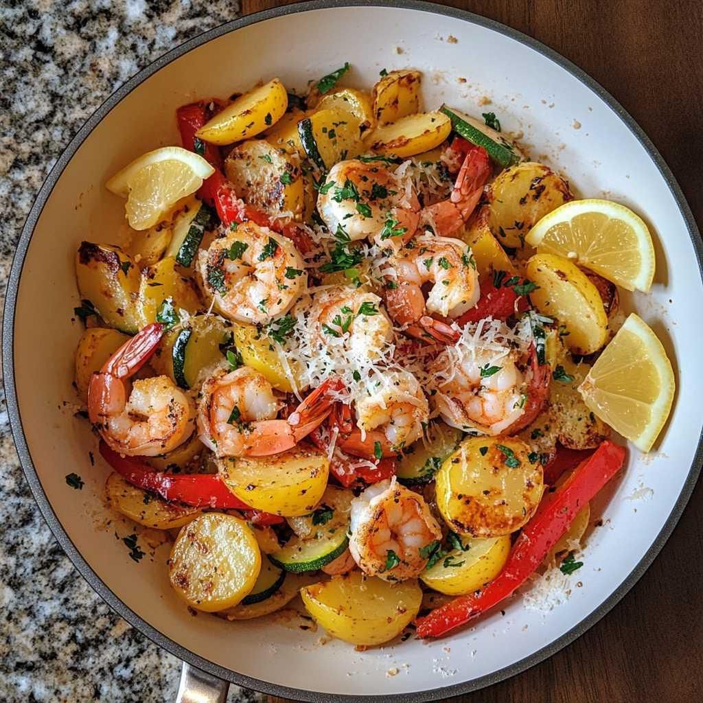 Yellow Potato and Red Pepper Shrimp Sauté recipe