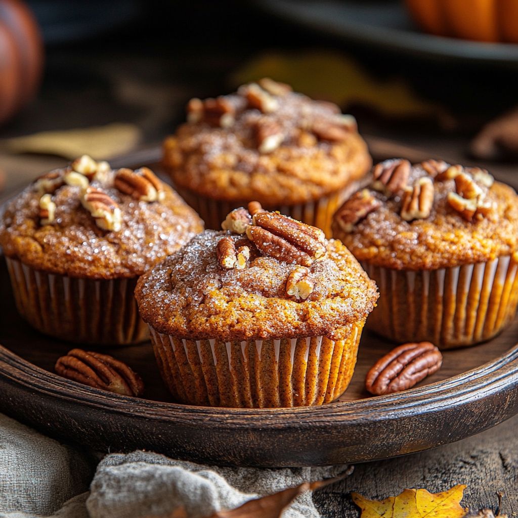 Cinnamon Sugared Pumpkin Pecan Muffins recipe
