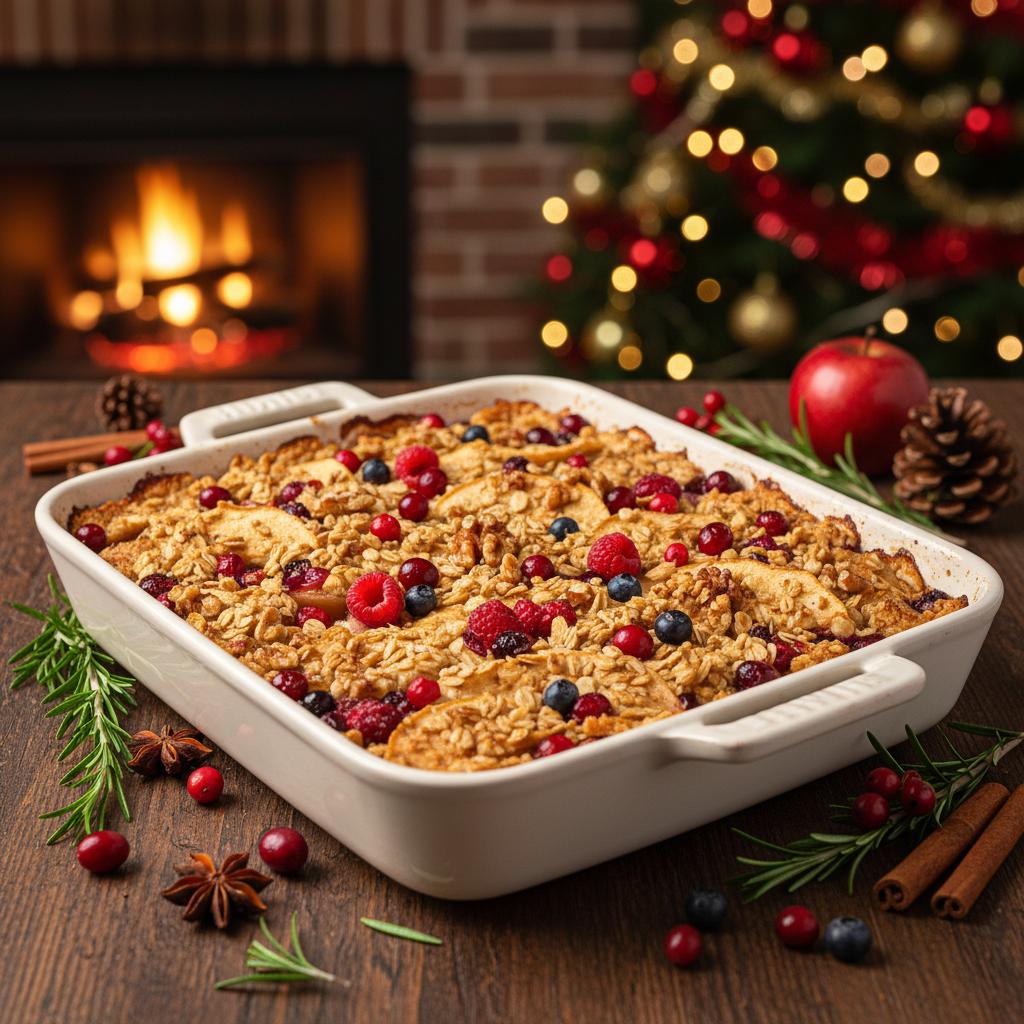 Christmas Cranberry Walnut Baked Apple Crisp recipe