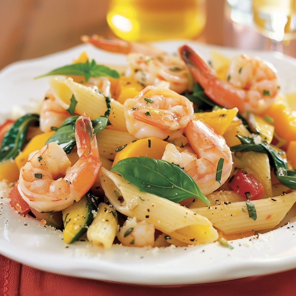 Shrimp with Penne and Squash recipe