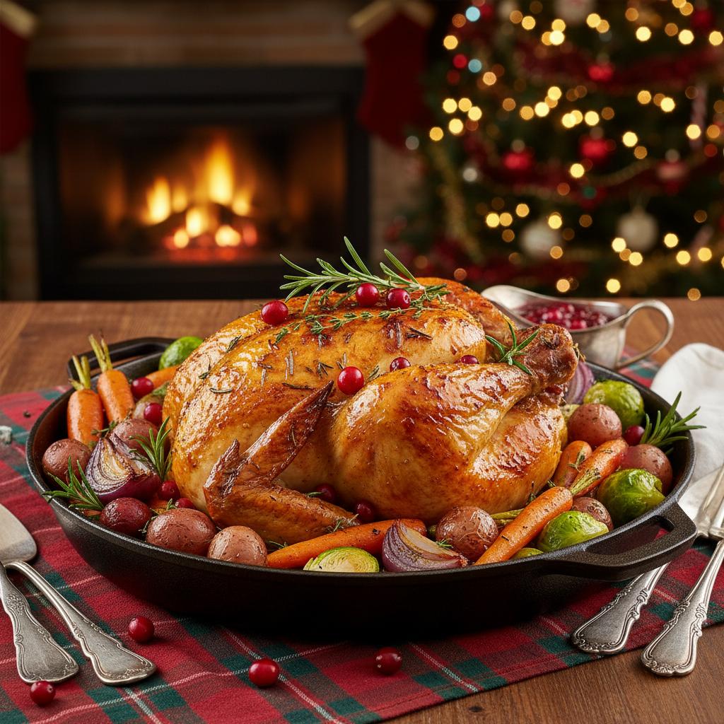 Herb &amp; Cranberry Roast Chicken with Vegetables recipe
