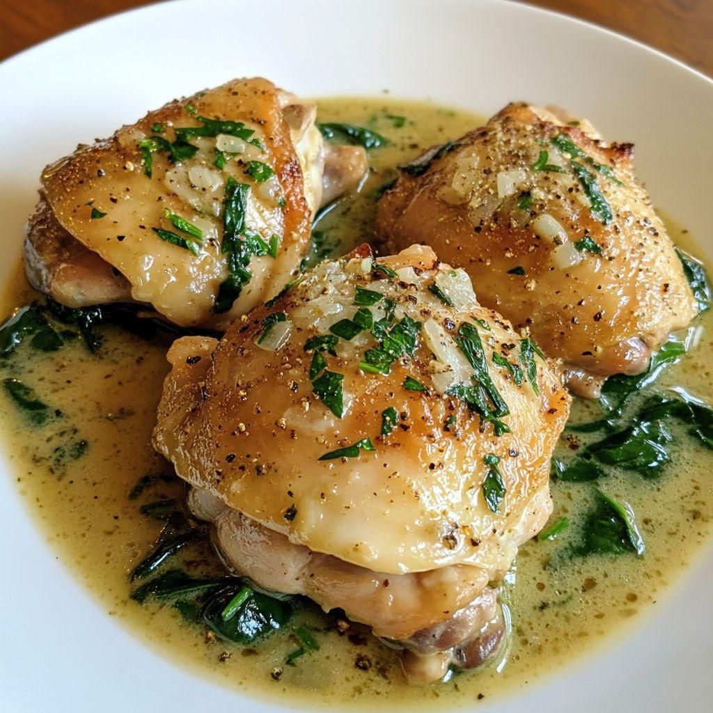 Braised Chicken Thighs with Spinach recipe