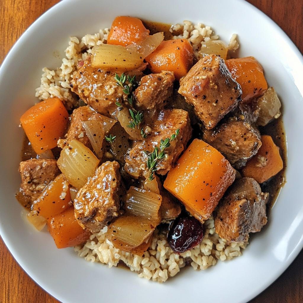 Slow Cooker Pork Stew over Brown Rice recipe