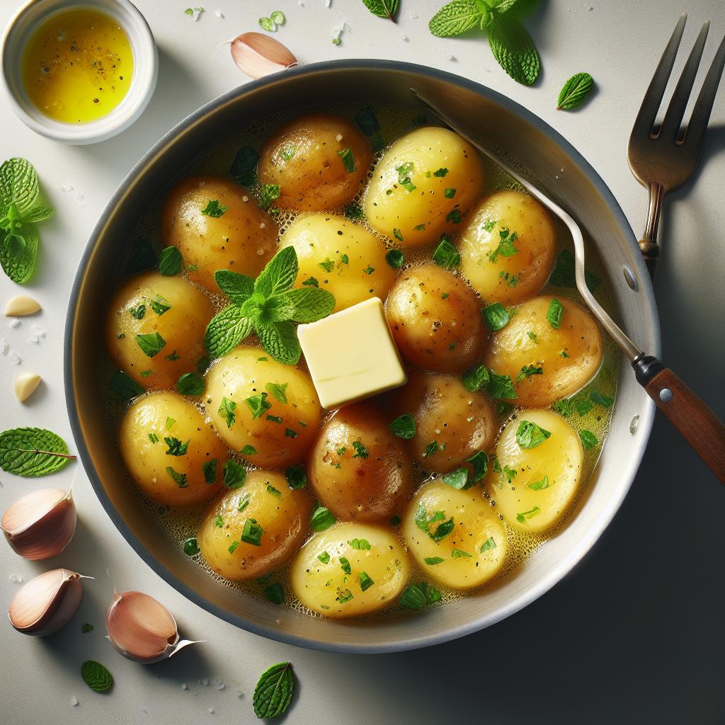 New Potatoes With Garlic, Mint and Butter recipe
