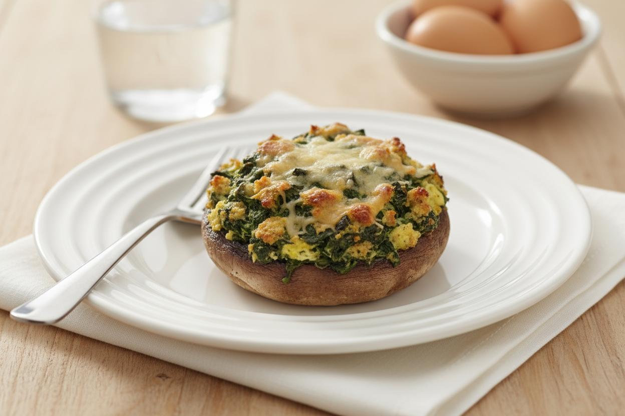 Herbed Spinach Quiche Portabella Caps recipe