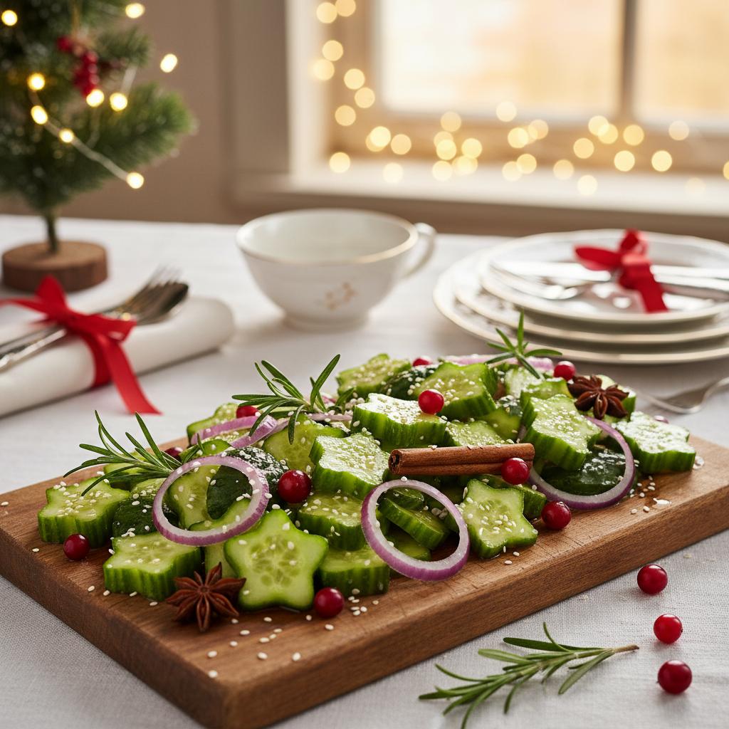 Christmas Quick-Pickled Cucumber & Red Onion Platter recipe