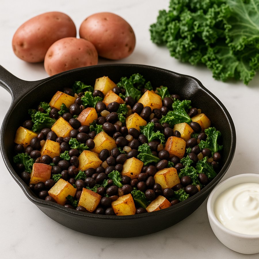 Potato, Black Bean, & Kale Skillet recipe