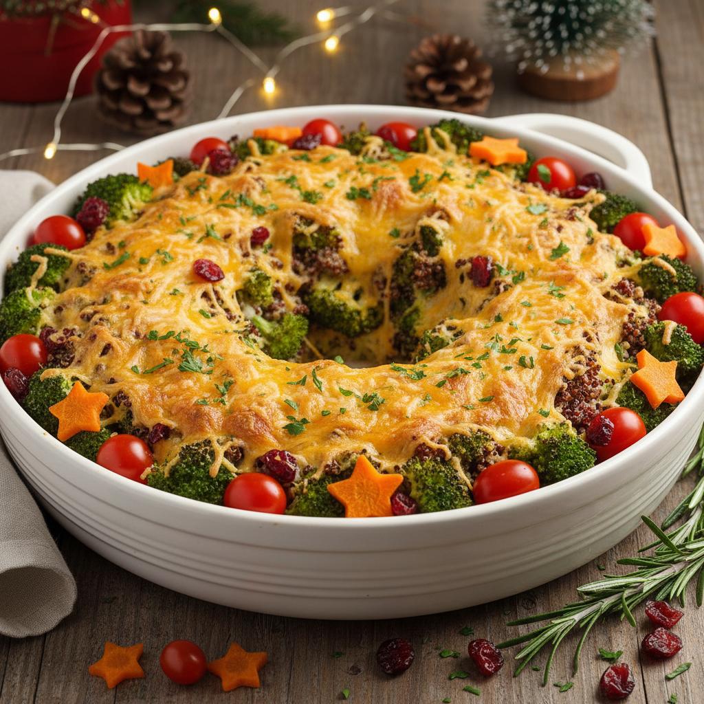 Christmas Wreath Broccoli Quinoa Bake recipe