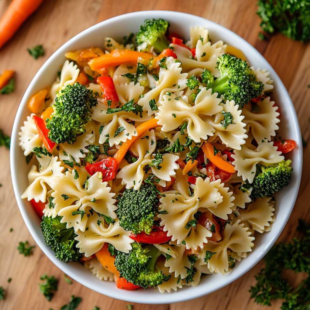 Tangy Crisp Vegetable and Pasta Salad recipe