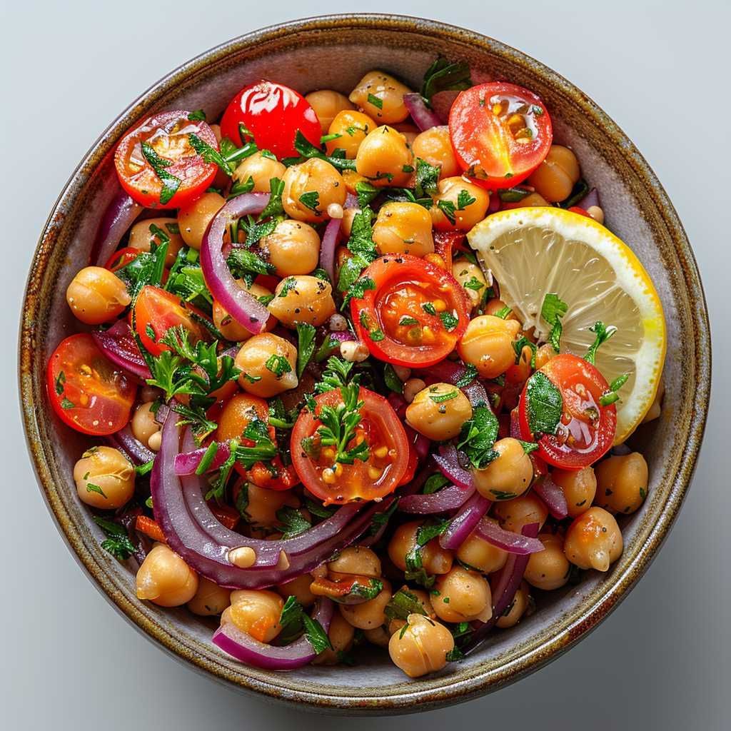 Chickpea Salad with Red Onion and Tomato recipe
