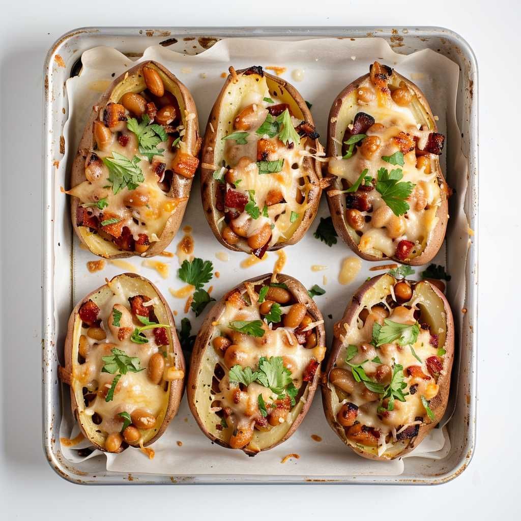 Cheesy Baked Beans in Baked Potatoes recipe
