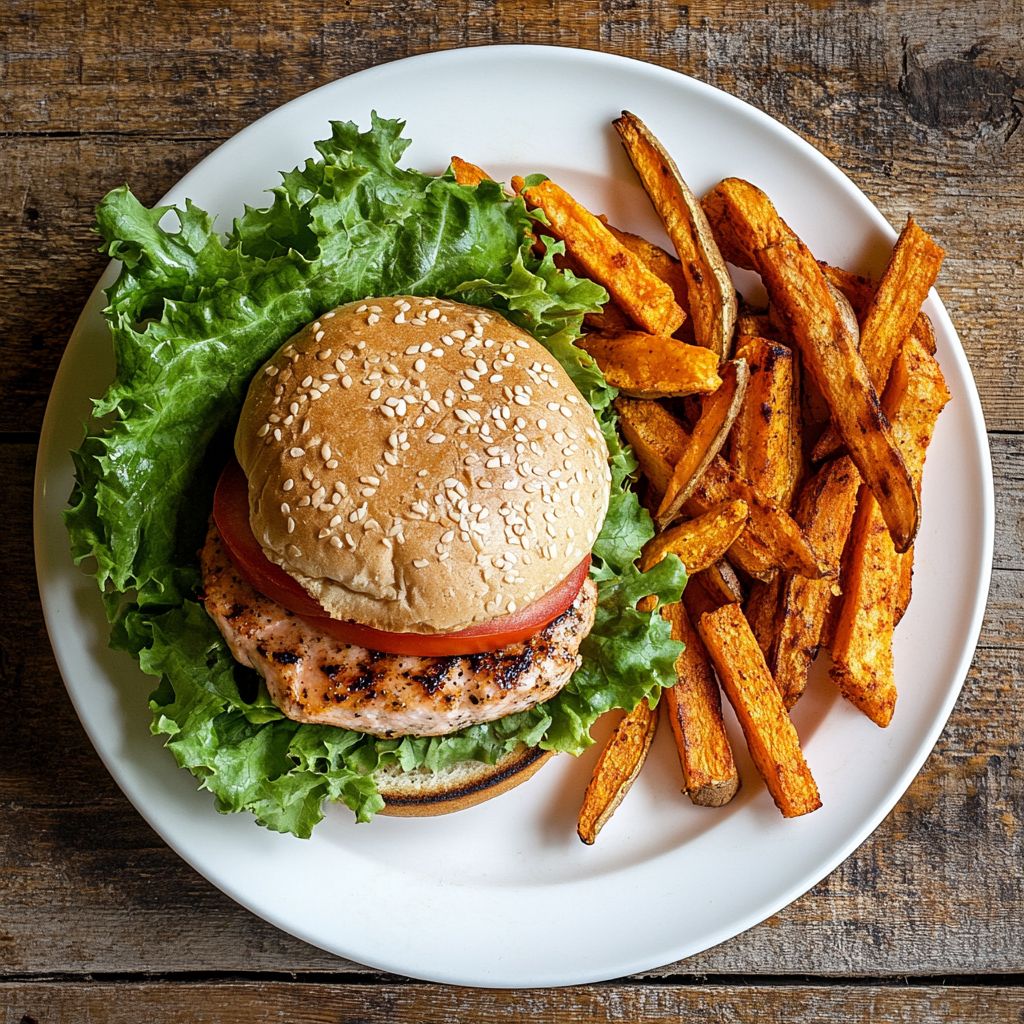 Salmon Burgers and Sweet Potato Oven Fries recipe
