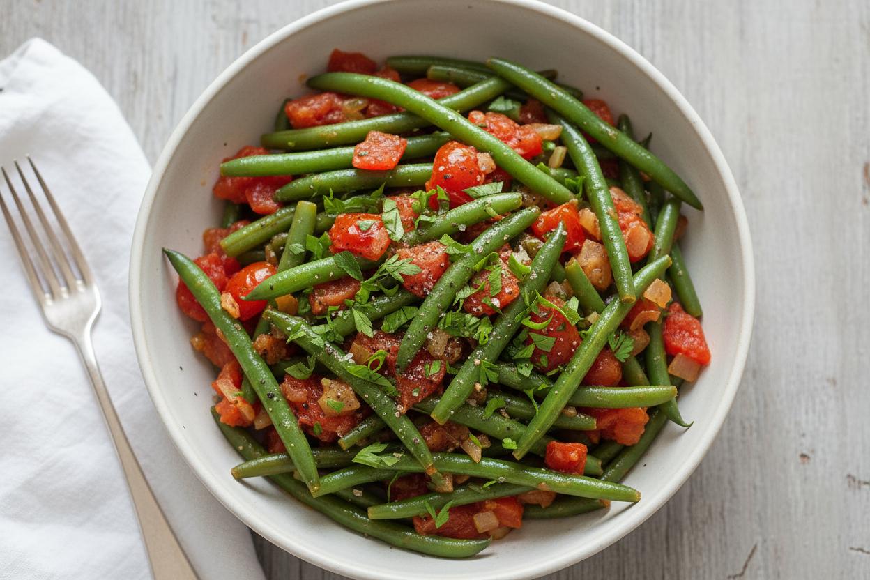 Green Beans with Tomatoes and Basil recipe