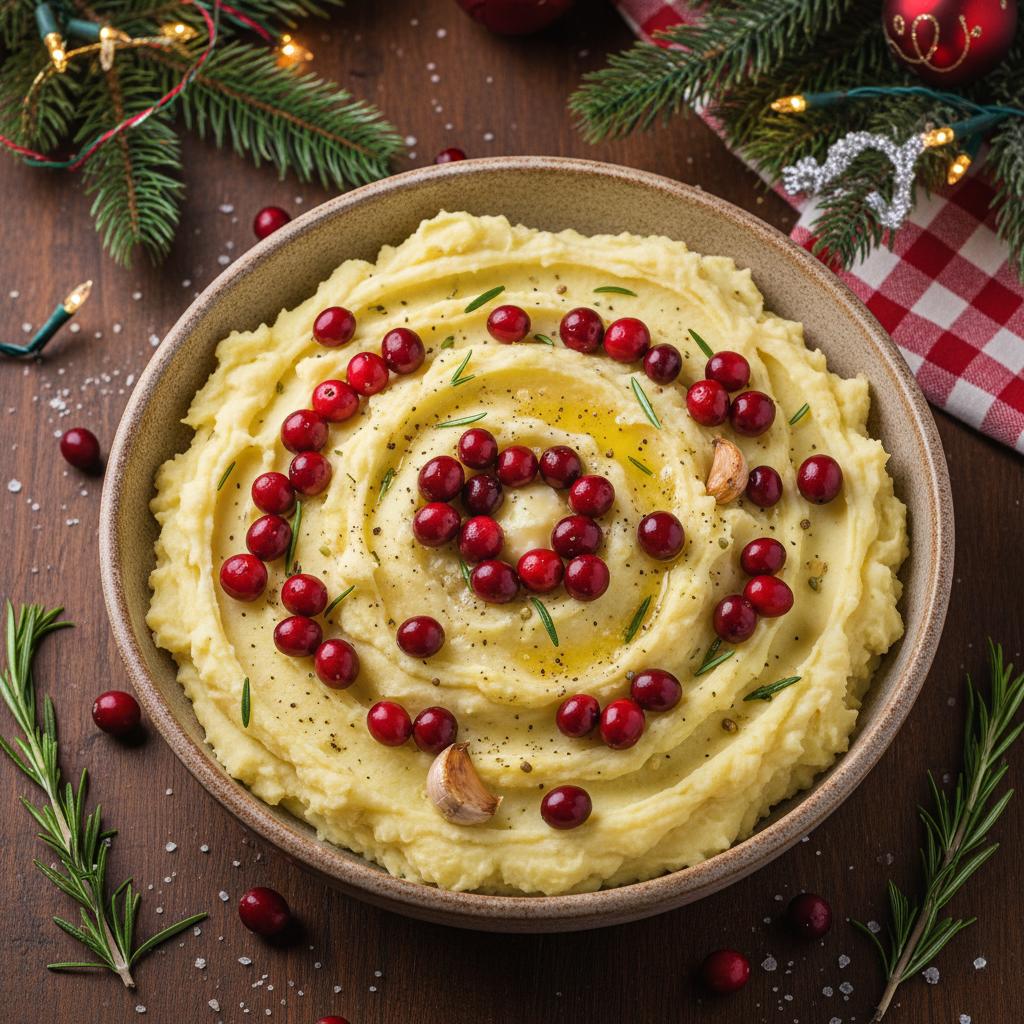 Christmas Rosemary Garlic Cranberry Mashed Potatoes recipe