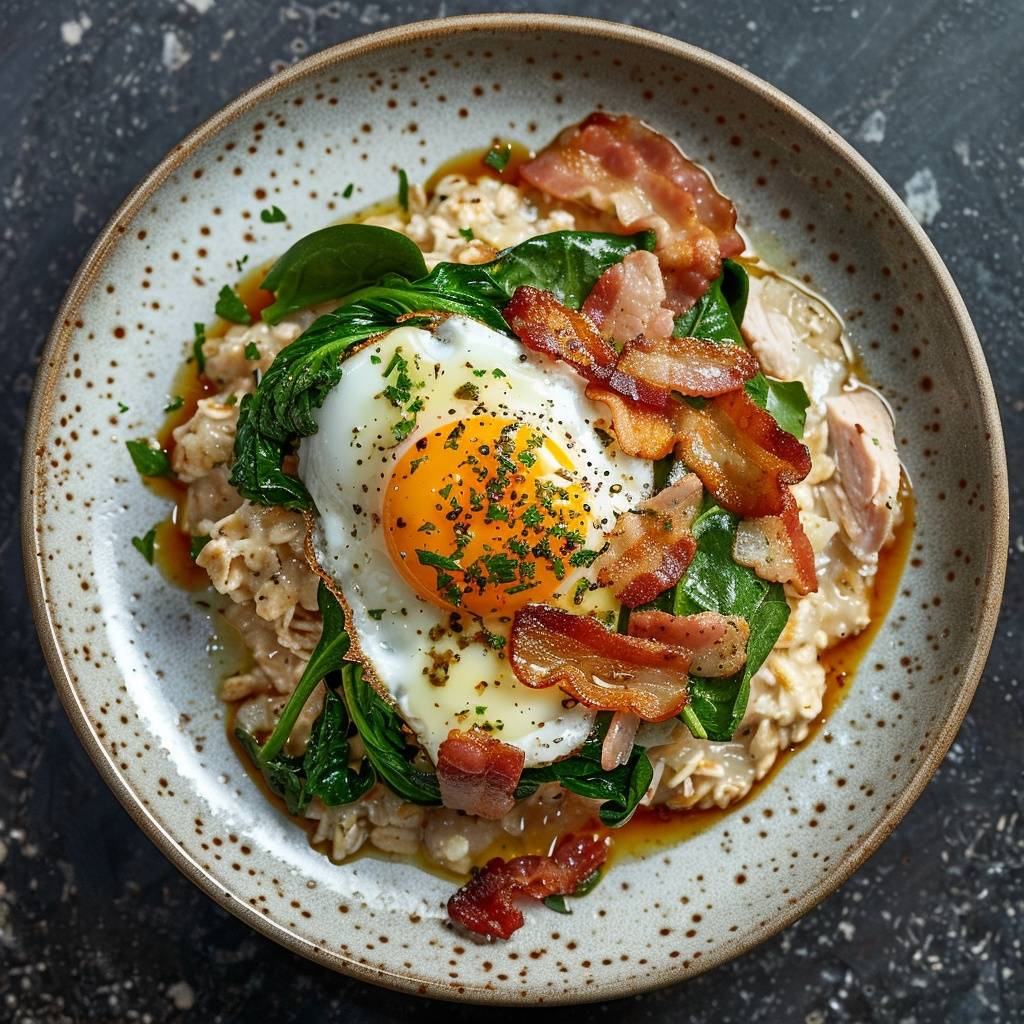 Spinach Oatmeal Porridge with Turkey recipe