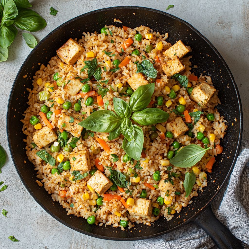 Crusty Rice with Tofu and Vegetables recipe