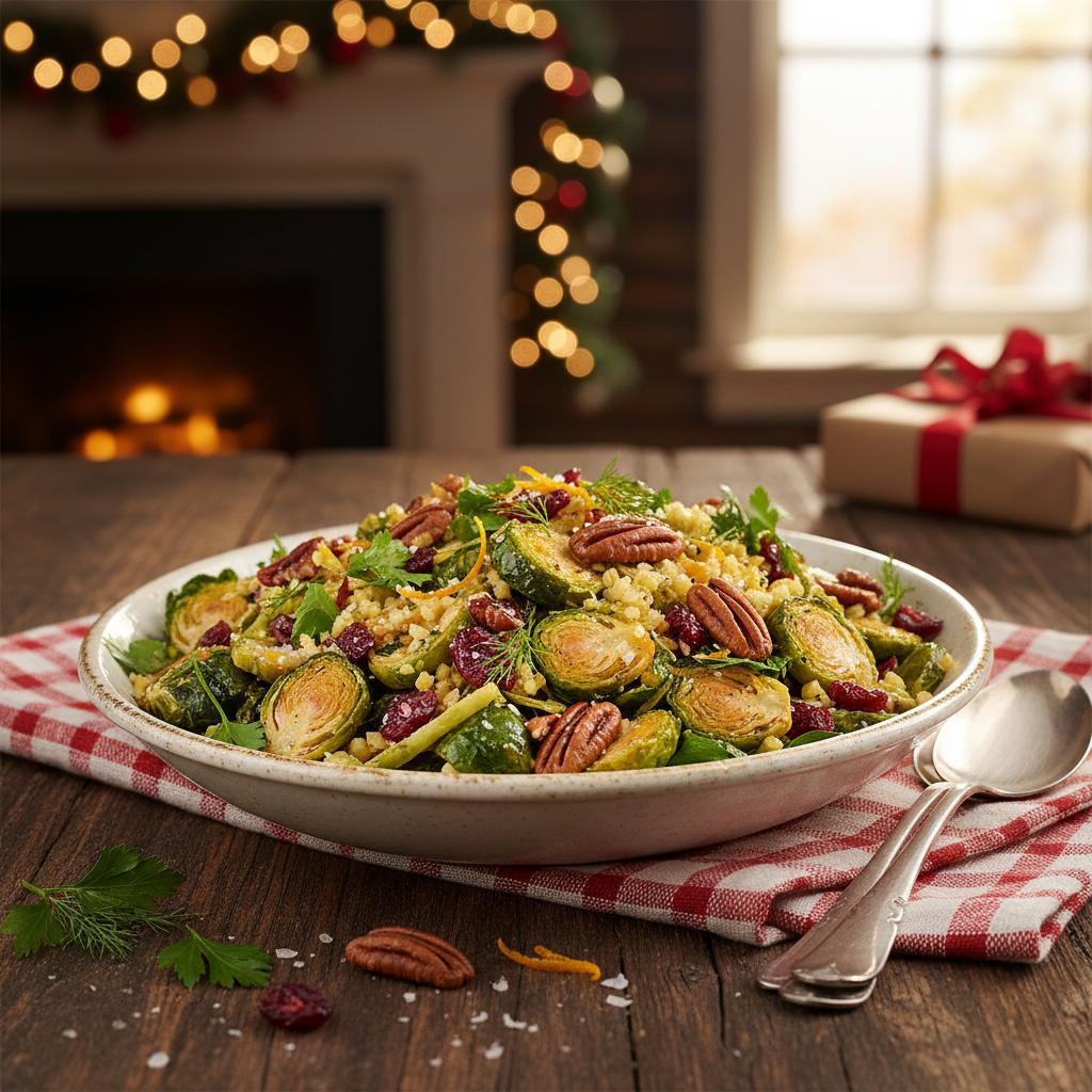Christmas Brussels Sprouts, Cranberry &amp; Bulgur Salad recipe