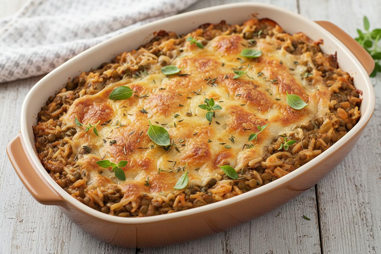 Herbed Lentils and Rice Casserole recipe