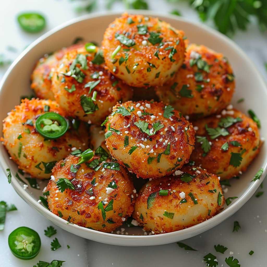 Spicy Jalapeno Cheese Pepper Potato Patties recipe