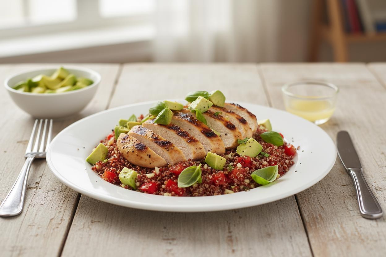 Grilled Chicken and Avocado Quinoa Pilaf recipe