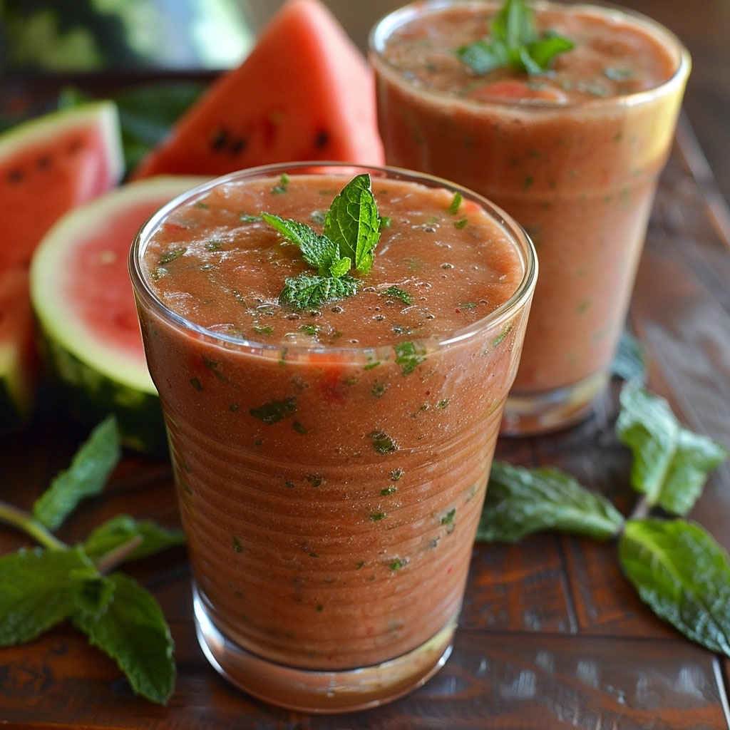 Watermelon Yogurt Mint Smoothie recipe