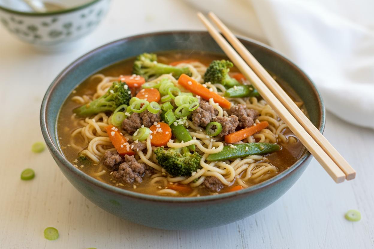 Garlic Ginger Ramen with Beef recipe