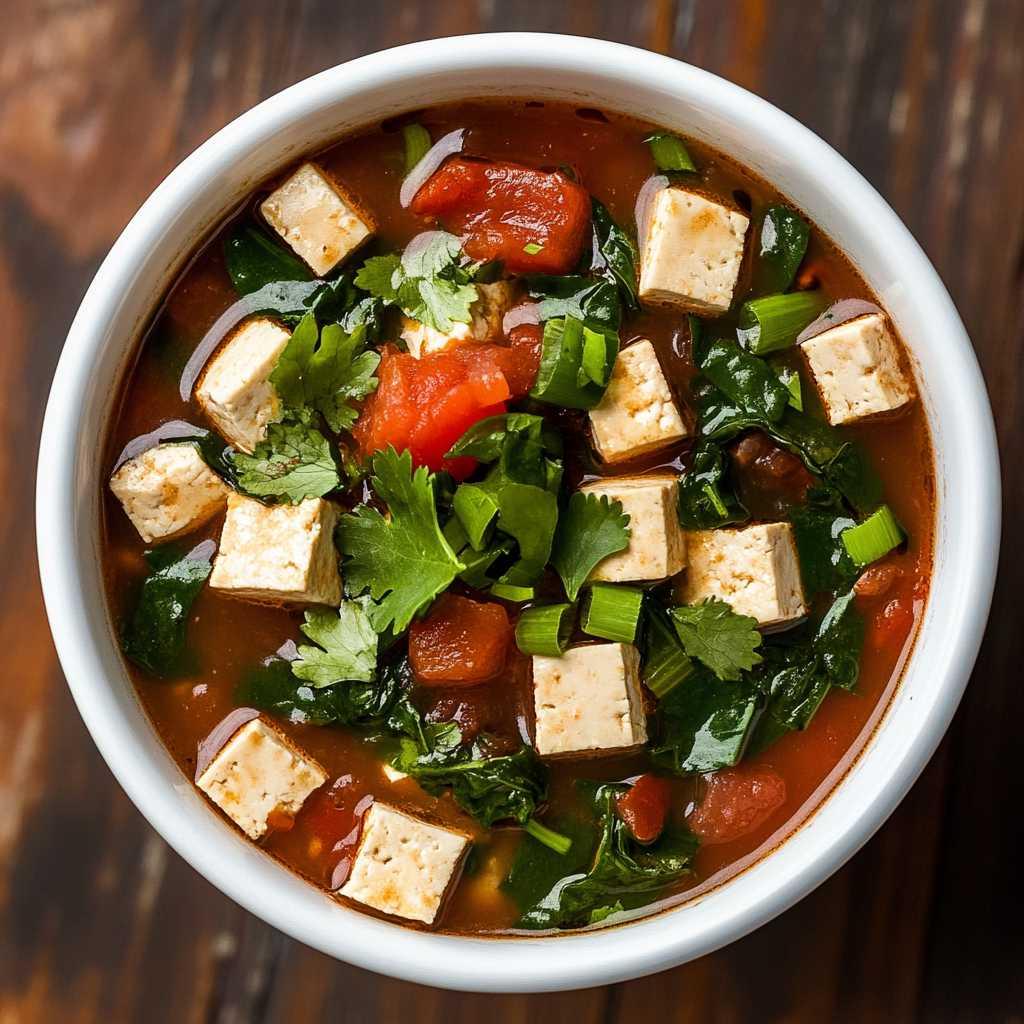 Tofu, Tomato, and Spinach Soup recipe