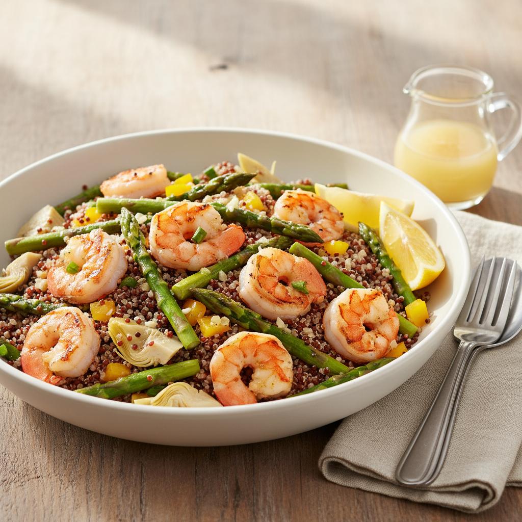 Grilled Asparagus and Shrimp Quinoa Salad recipe