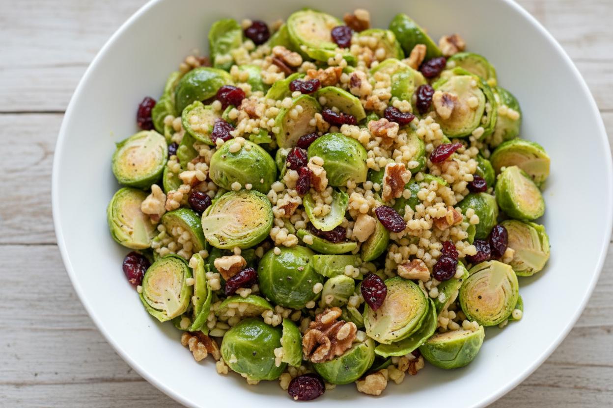 Brussel Sprouts, Cranberry, and Bulgur Salad recipe
