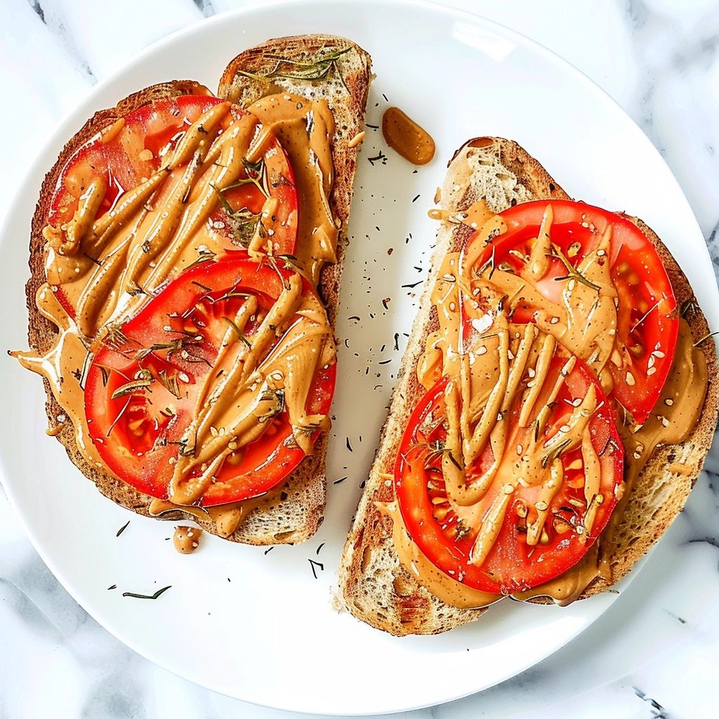 Peanut Butter and Tomato Toast recipe