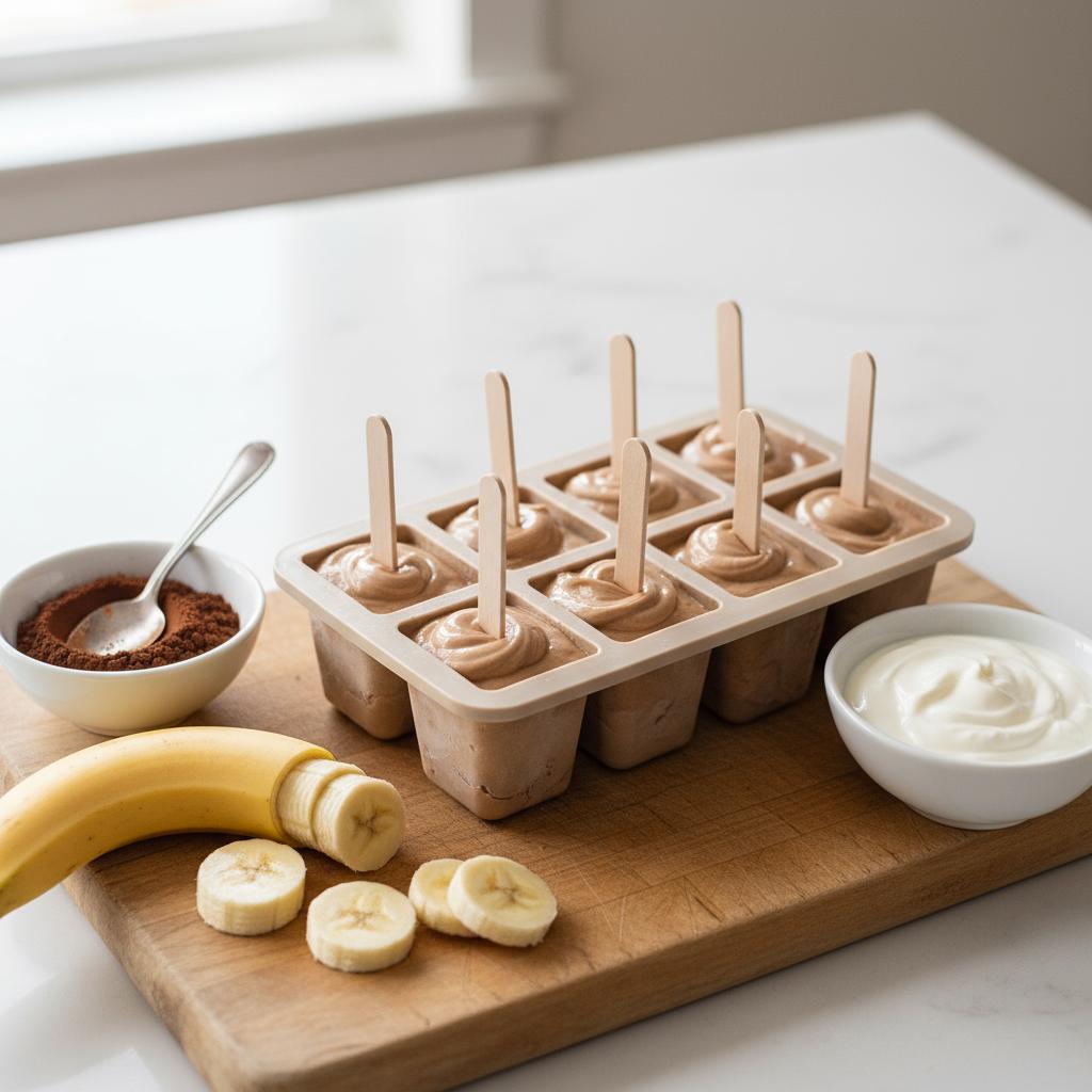 Banana Cocoa Yogurt Pops recipe